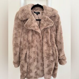 Pink / Tan / Mauve Kenneth Cole Faux Fur Coat